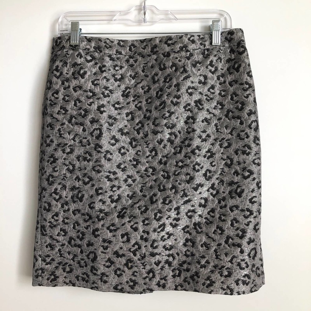 Loft Pencil Skirt Animal Print Silver Black 8 - Picture 1 of 9